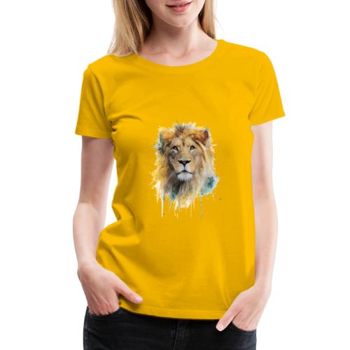 Watercolor Lion Portrait - Women's Premium T-Shirt