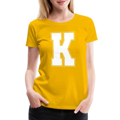White Letter K – Varsity Alphabet Monogram - Women's Premium T-Shirt