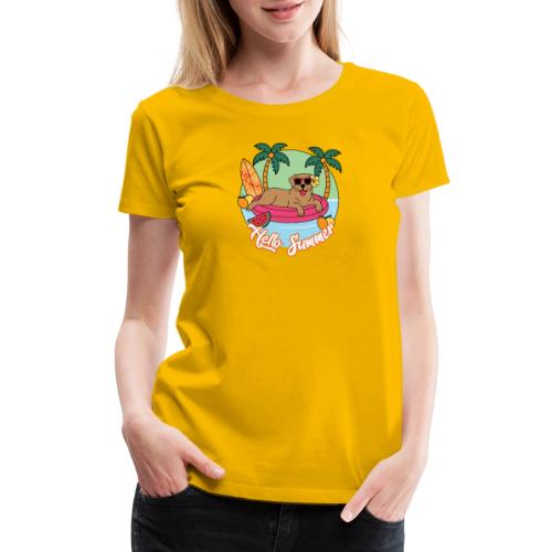 Hello Summer Golden Retriever Fun - Women's Premium T-Shirt