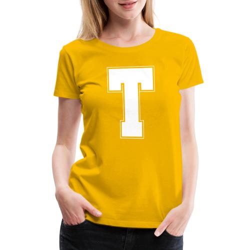 White Letter T – Varsity Alphabet Monogram - Women's Premium T-Shirt
