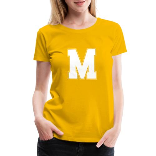 White Letter M – Varsity Alphabet Monogram - Women's Premium T-Shirt