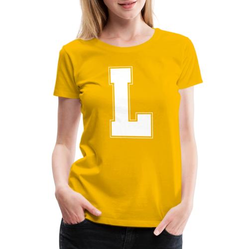 White Letter L – Varsity Alphabet Monogram - Women's Premium T-Shirt