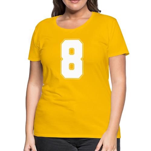 White Number 8 – Varsity Font - Women's Premium T-Shirt
