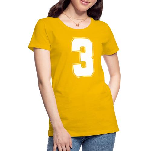 White Number 3 – Varsity Font - Women's Premium T-Shirt