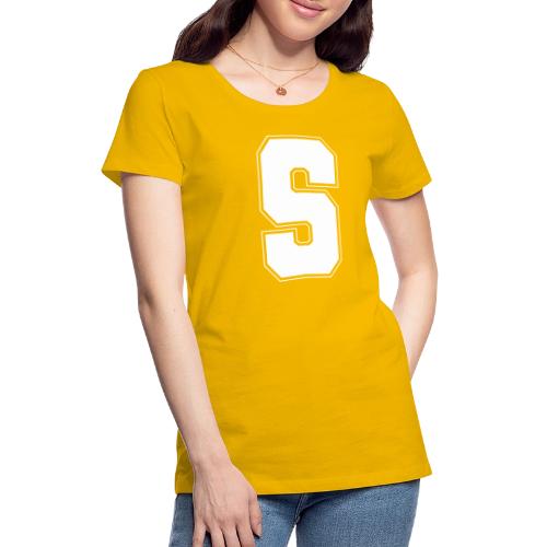 White Letter S – Varsity Alphabet Monogram - Women's Premium T-Shirt