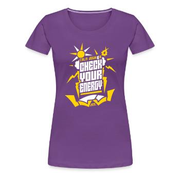 Calm down & Check Your Energy by JDG - Women's Premium T-Shirt - purple - Front - Alina (174cm)