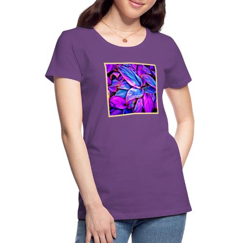 Vibrant Neon Foliage Pattern - Women's Premium T-Shirt