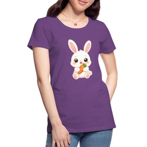 Cute Bunny Rabbit Holding Carrot – Kawaii Easter - Women's Premium T-Shirt