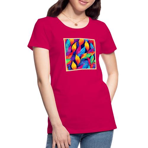 Vibrant Autumn Leaves Abstract Art - Women's Premium T-Shirt