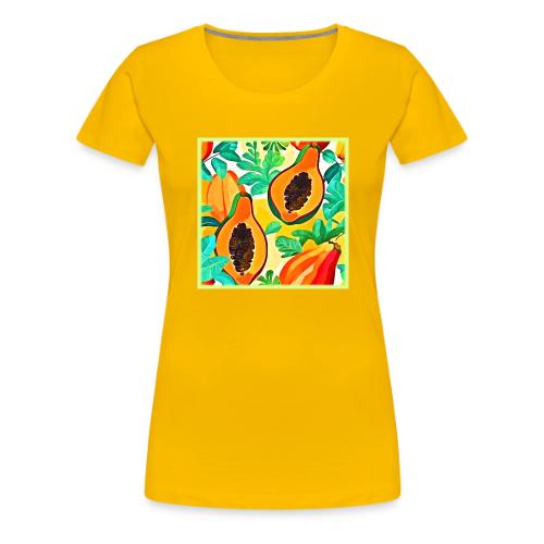 Tropical Papaya Pop Art - Women's Premium T-Shirt
