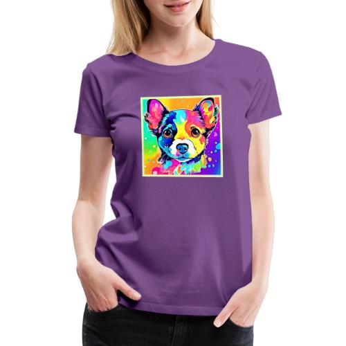 Vivid Puppy Vibes Art Design - Women's Premium T-Shirt