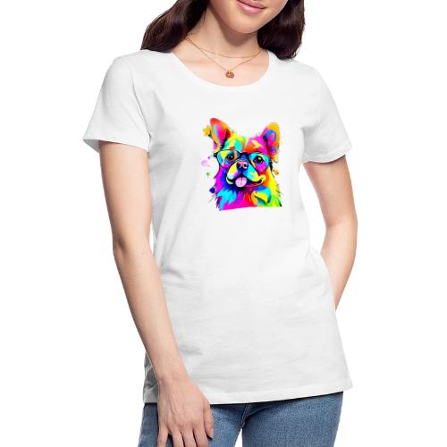Vibrant Pup: Abstract Dog Art - Women's Premium T-Shirt