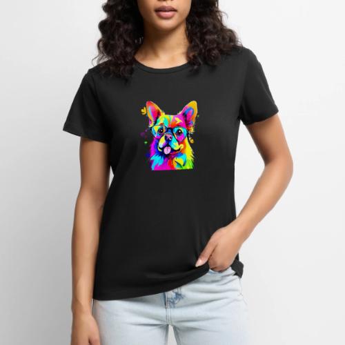 Vibrant Pup: Abstract Dog Art - Women's Premium T-Shirt