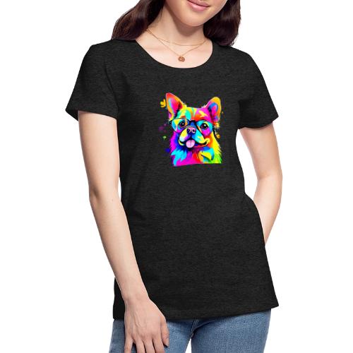 Vibrant Pup: Abstract Dog Art - Women's Premium T-Shirt