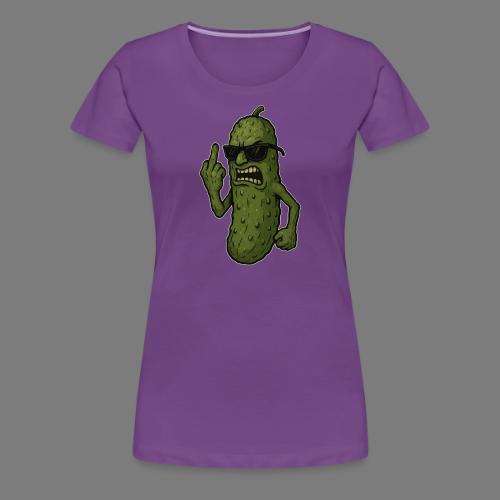 Angry Pickle Flipping the Bird - Women's Premium T-Shirt