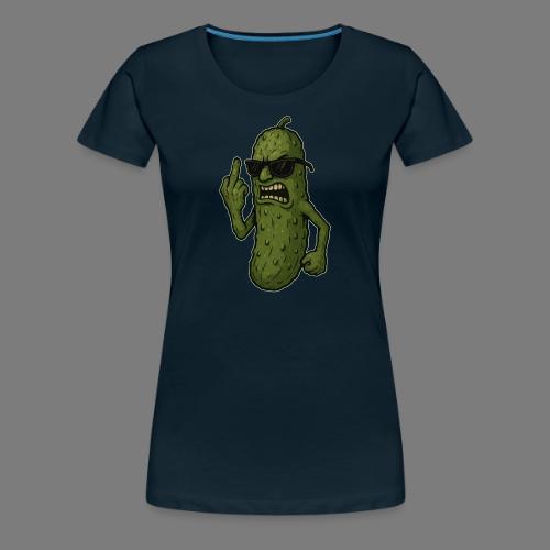 Angry Pickle Flipping the Bird - Women's Premium T-Shirt