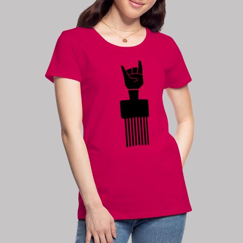 Devil Horns Afro Pick - Women's Premium T-Shirt