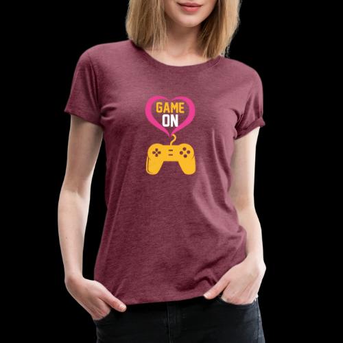 Game On! Pink Heart Controller - Women's Premium T-Shirt