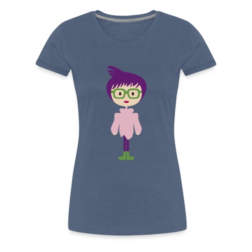 Colorful Mod Girl and Her Green Eyeglasses - Women's Premium T-Shirt