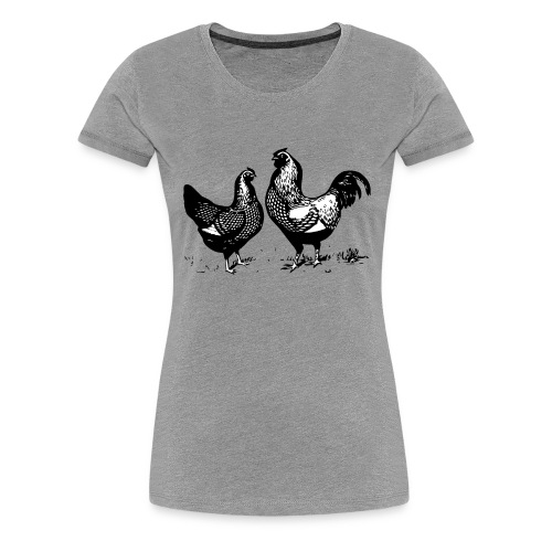 Vintage Rooster and Hen - farm style - Women's Premium T-Shirt