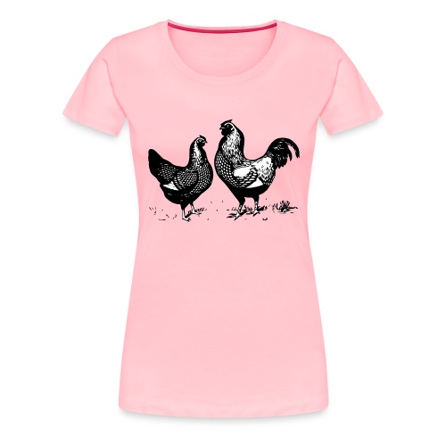 Vintage Rooster and Hen - farm style - Women's Premium T-Shirt
