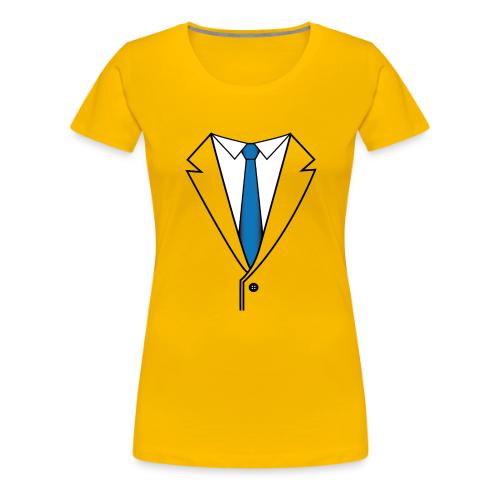 Suit with Blue Tie - Women's Premium T-Shirt