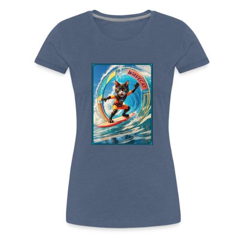 Wavecat Surfing A Wave Portal - Women's Premium T-Shirt