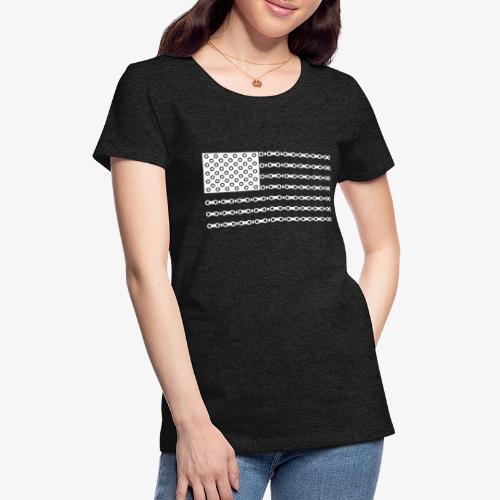 Bicycle Chain American Flag - Women's Premium T-Shirt