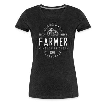 Get plowed by a Pro Farmer Shirt - Women's Premium T-Shirt - charcoal grey - Front - Alina (174cm)