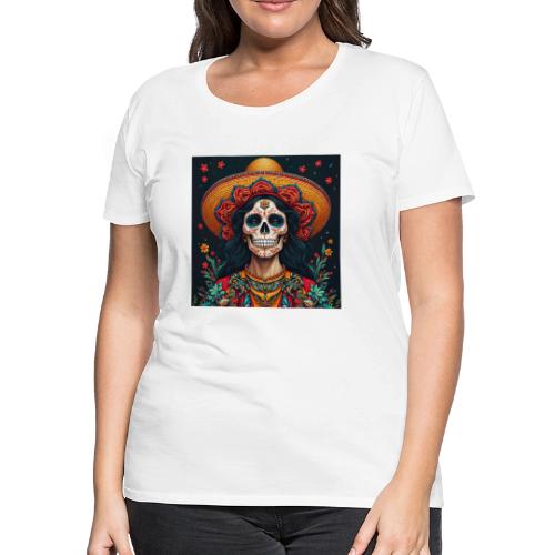 Charra Skull Art | Traditional Mexican Design - Women's Premium T-Shirt