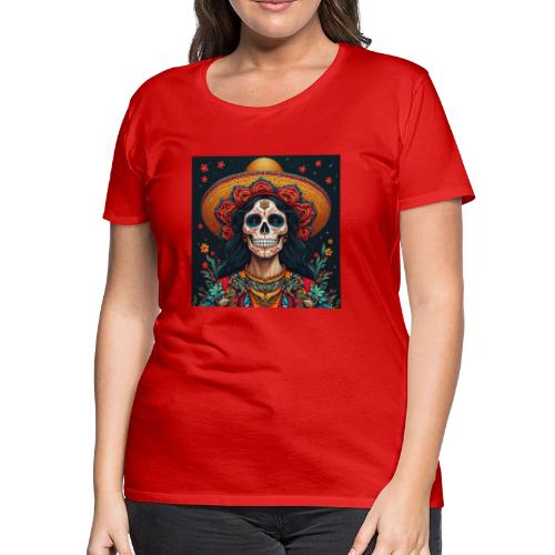 Charra Skull Art | Traditional Mexican Design - Women's Premium T-Shirt