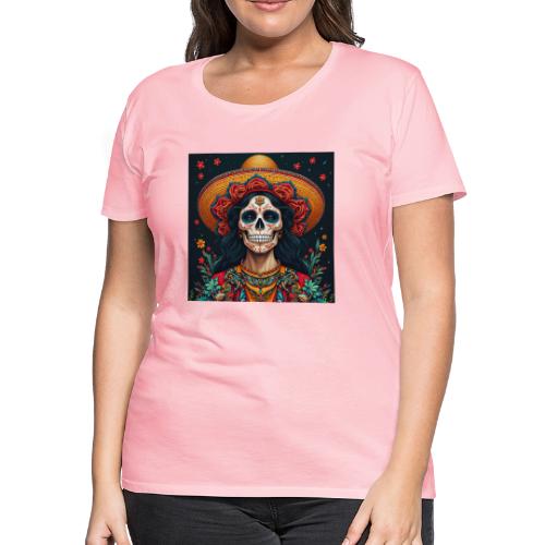 Charra Skull Art | Traditional Mexican Design - Women's Premium T-Shirt
