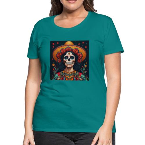 Charra Skull Art | Traditional Mexican Design - Women's Premium T-Shirt