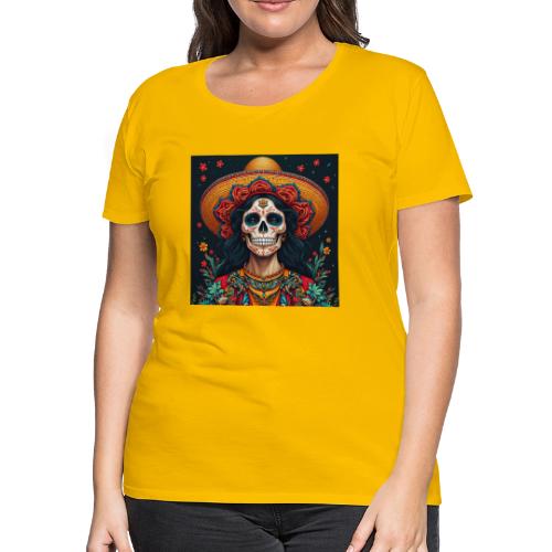 Charra Skull Art | Traditional Mexican Design - Women's Premium T-Shirt