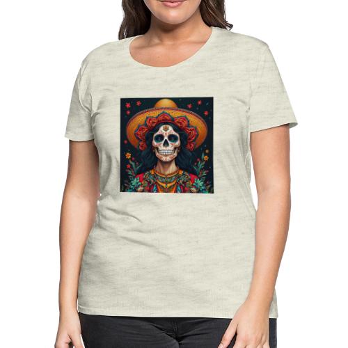 Charra Skull Art | Traditional Mexican Design - Women's Premium T-Shirt
