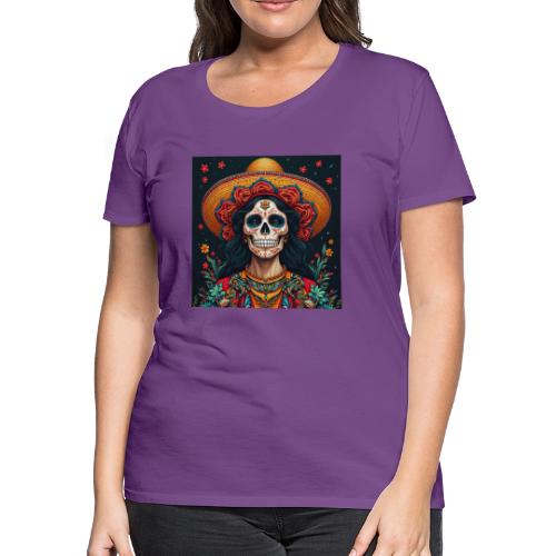Charra Skull Art | Traditional Mexican Design - Women's Premium T-Shirt