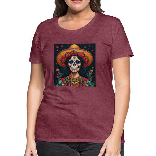 Charra Skull Art | Traditional Mexican Design - Women's Premium T-Shirt