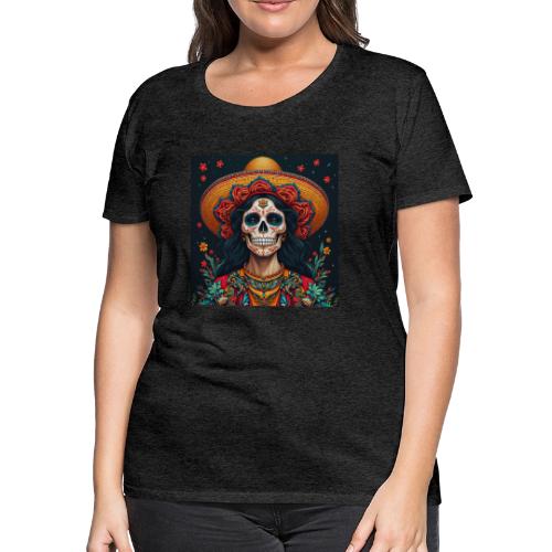 Charra Skull Art | Traditional Mexican Design - Women's Premium T-Shirt