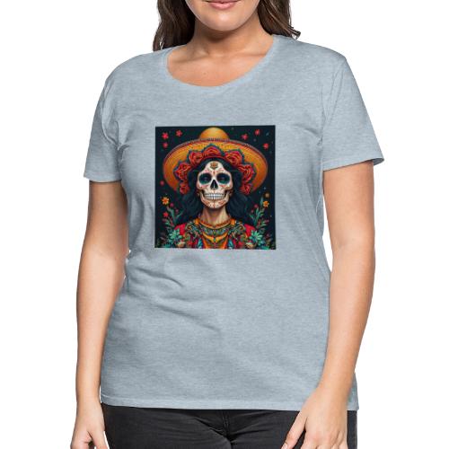 Charra Skull Art | Traditional Mexican Design - Women's Premium T-Shirt