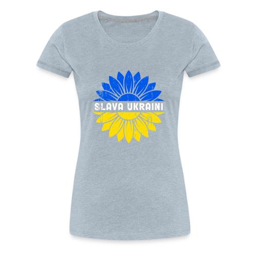 Slava Ukraini Vintage Sunflower Flag T-Shirt - Women's Premium T-Shirt