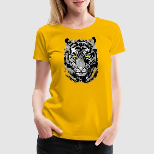 Gray Tiger Head Drawing - Black and white Tiger - Women's Premium T-Shirt