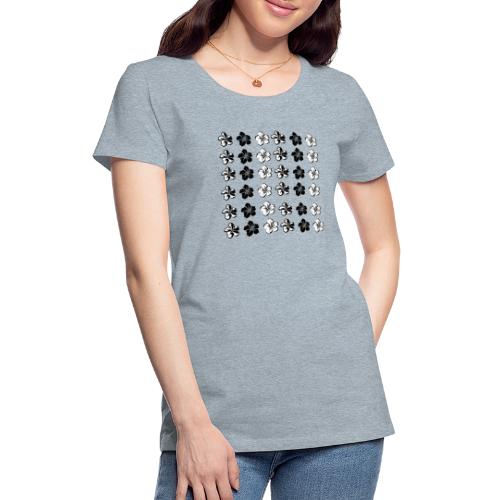 Black and white hibiscuses - Women's Premium T-Shirt