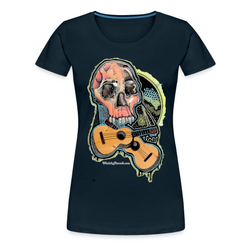Skull and Ukulele - Watercolor - Women's Premium T-Shirt