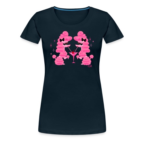 Two Pink Poodles and Martini - Women's Premium T-Shirt