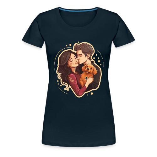 Couple with Dog - Women's Premium T-Shirt