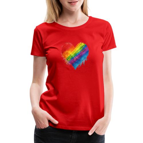 Watercolor Rainbow Pride Heart - LGBTQ LGBT Pride - Women's Premium T-Shirt