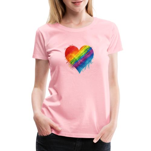 Watercolor Rainbow Pride Heart - LGBTQ LGBT Pride - Women's Premium T-Shirt