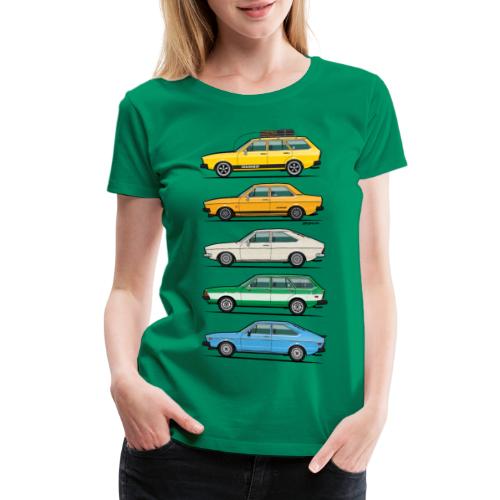Stack of VAG B1 VDubs and Four Rings - Women's Premium T-Shirt