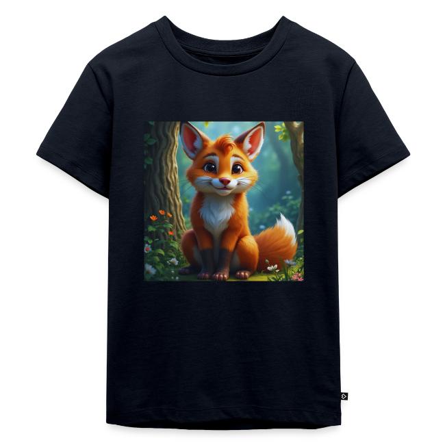 Magical fantasy fox in enchanted forest scene