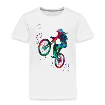 Mountain biking, mountain bike, sport - Toddler Premium T-Shirt - white - Front - AI Model Kid Female (0cm)